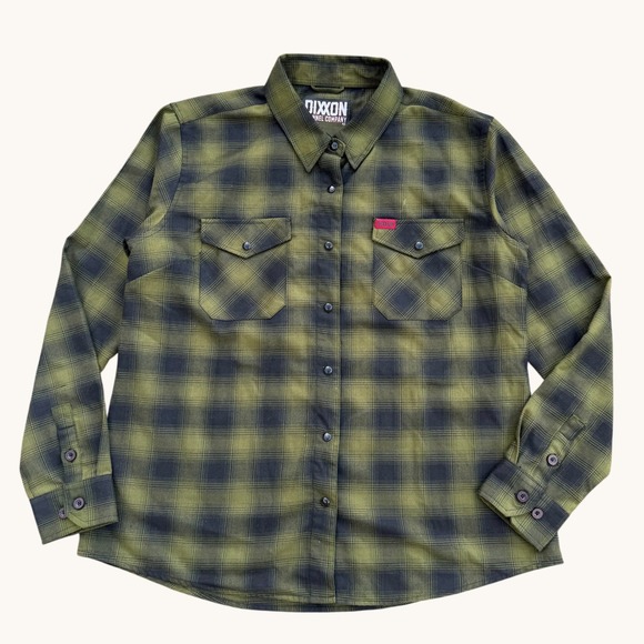 DIXXON Flannel Company Lone Wolf Long Sleeve Button Up Shirt Men XL Green Black